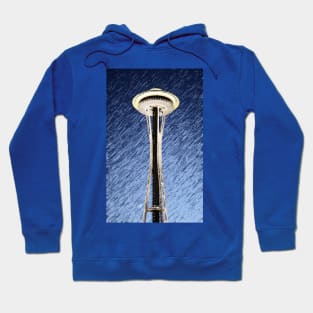 Seattle Space Needle rainy Night Hoodie